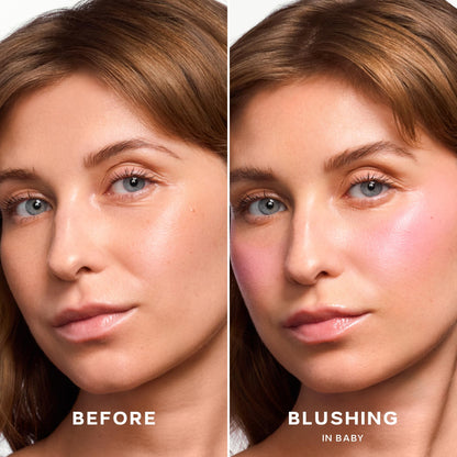 Saie Dew Liquid Blush for Cheeks - Hydrating Cream Blush Stick with a Blendable + Buildable Formula - Skincare Infused Dewy Cheek Tint for a Natural Flush - Glowy Makeup Essential - Baby (.40 Oz)