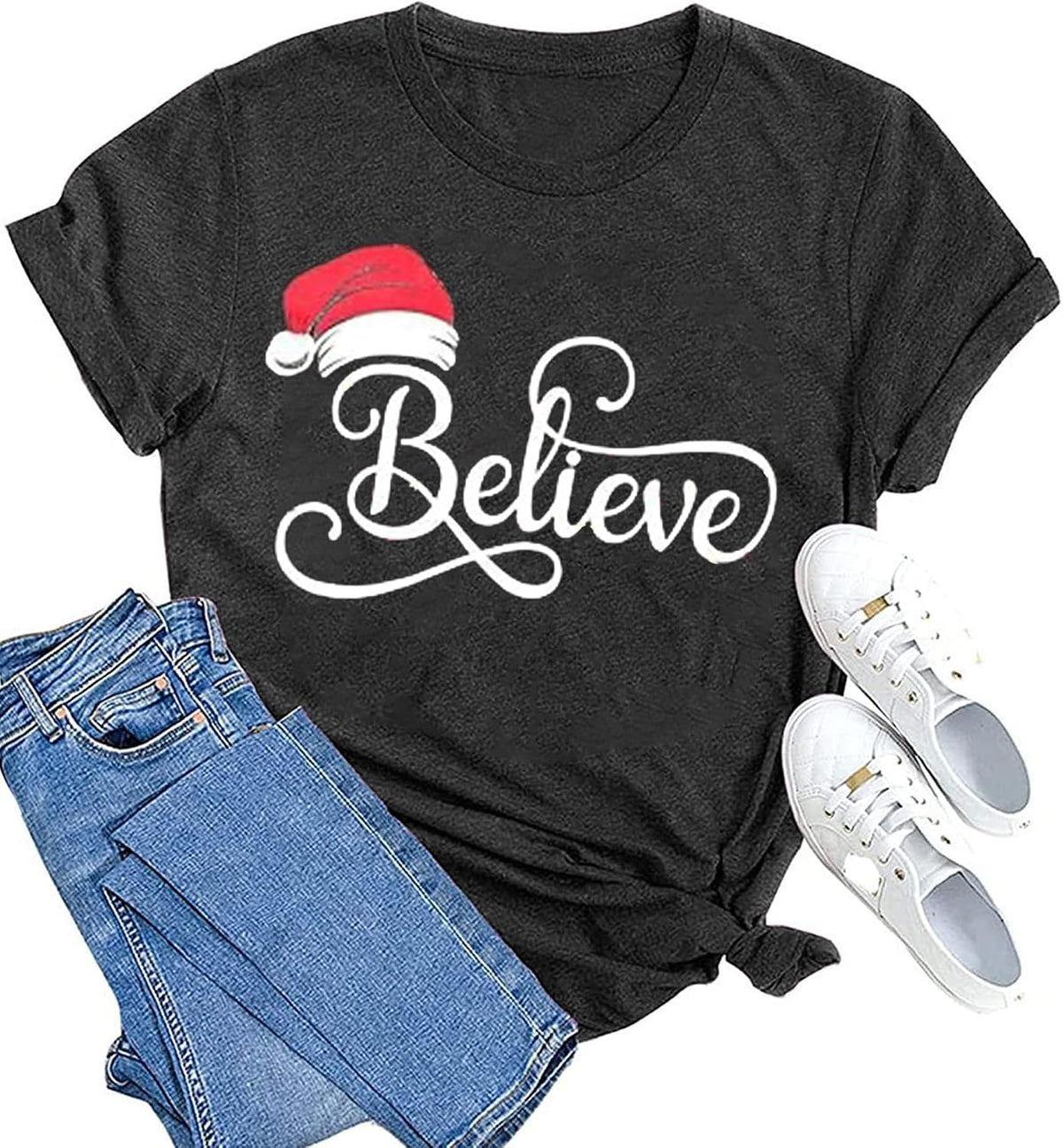hcihgzr Christmas Shirts for Women Merry and Bright Christmas Shirt Xmas Tree Graphic Holiday T-Shirt Tops