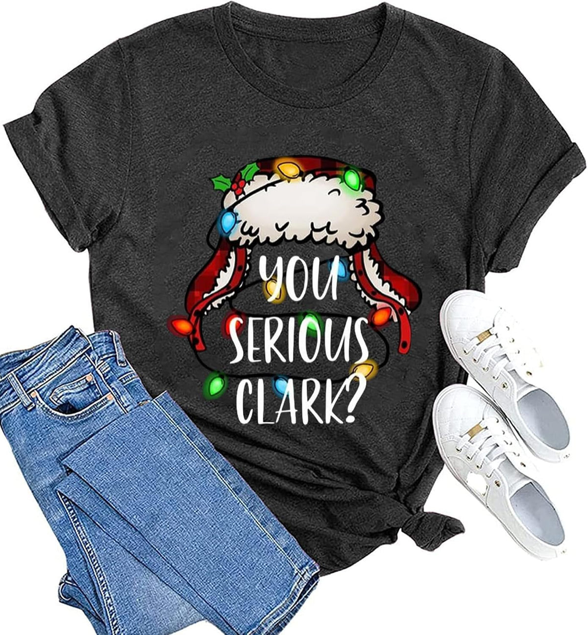 hcihgzr Christmas Shirts for Women Merry and Bright Christmas Shirt Xmas Tree Graphic Holiday T-Shirt Tops