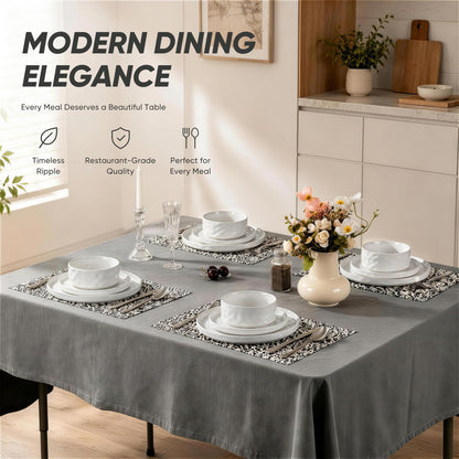 E-far Stoneware Dinnerware Set, 16-Piece Plates and Bowls Sets for 4