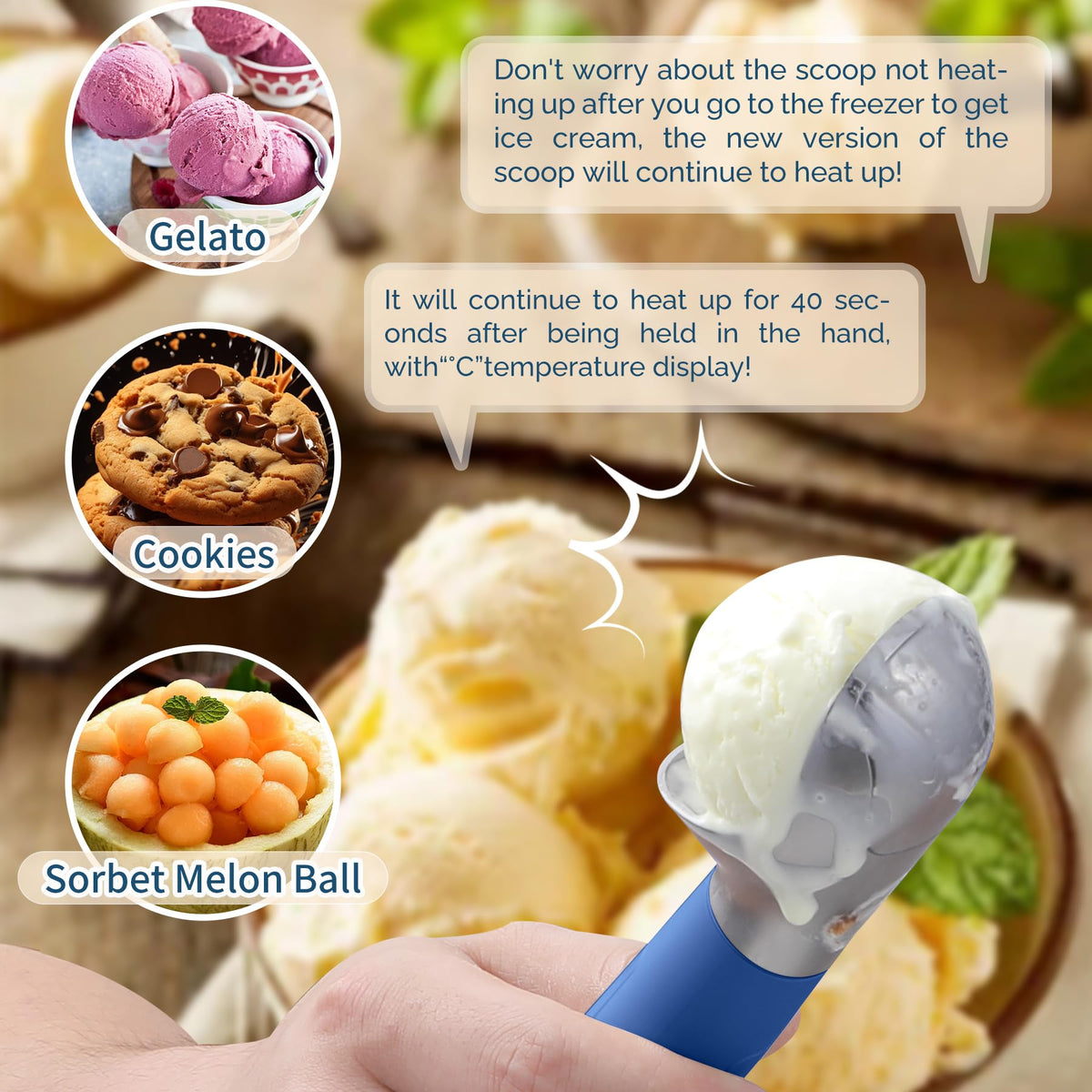 Heated Ice Cream Scoop Rechargeable