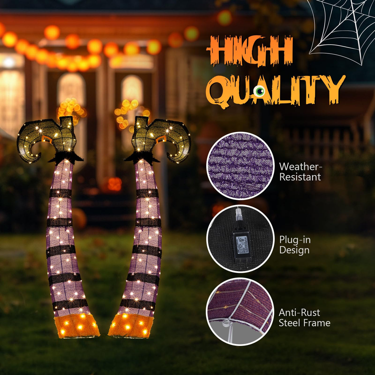 Aw 9Ft Animatronics Flying Witch Hovering Broom Animated Ac 100V-240V Halloween Outdoor Decoration Motion Activated