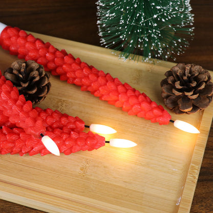 Green Christmas Tree Flameless Taper Candles Battery Operated Remote Timer