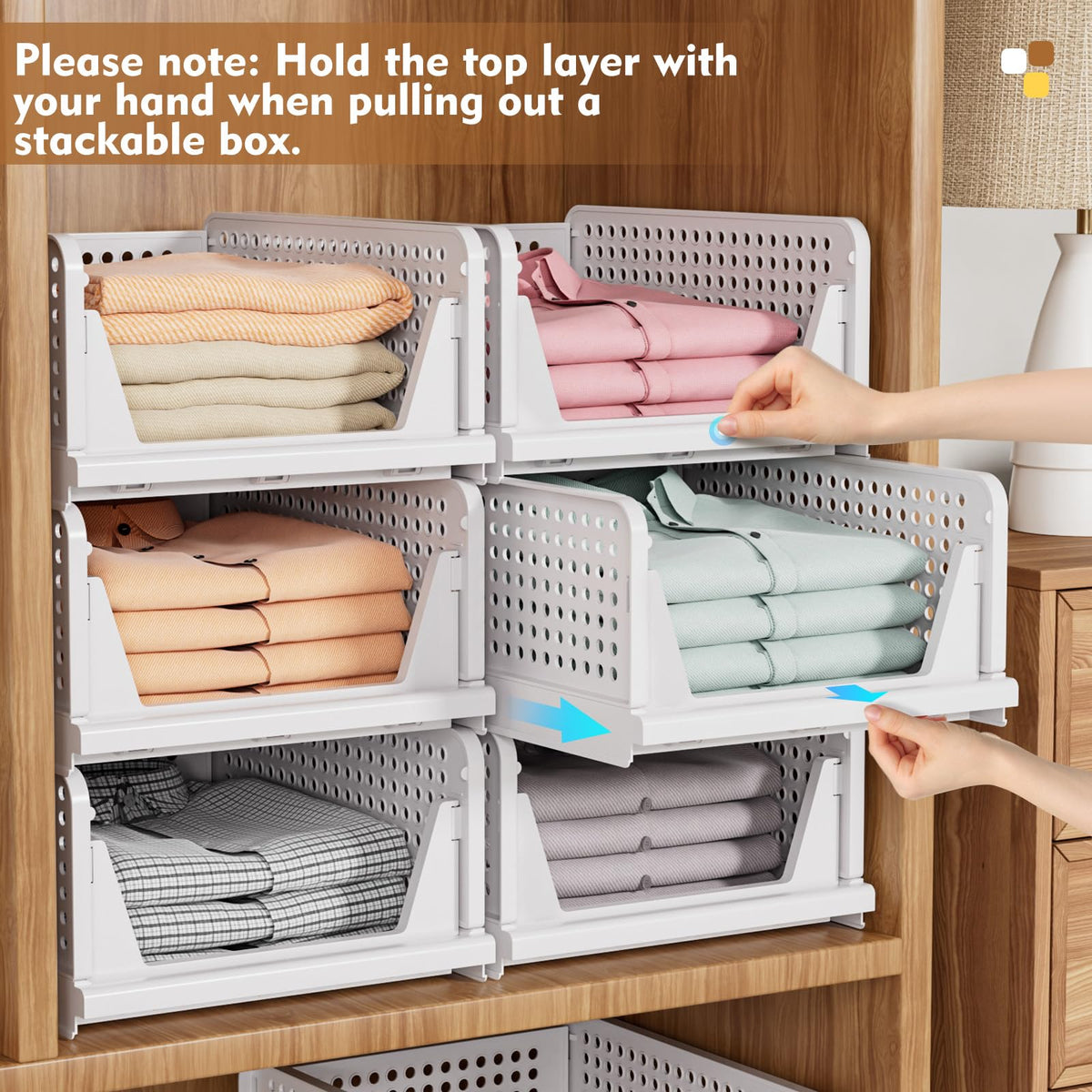 Snslxh 5 Pack Stackable Closet Storage Basket