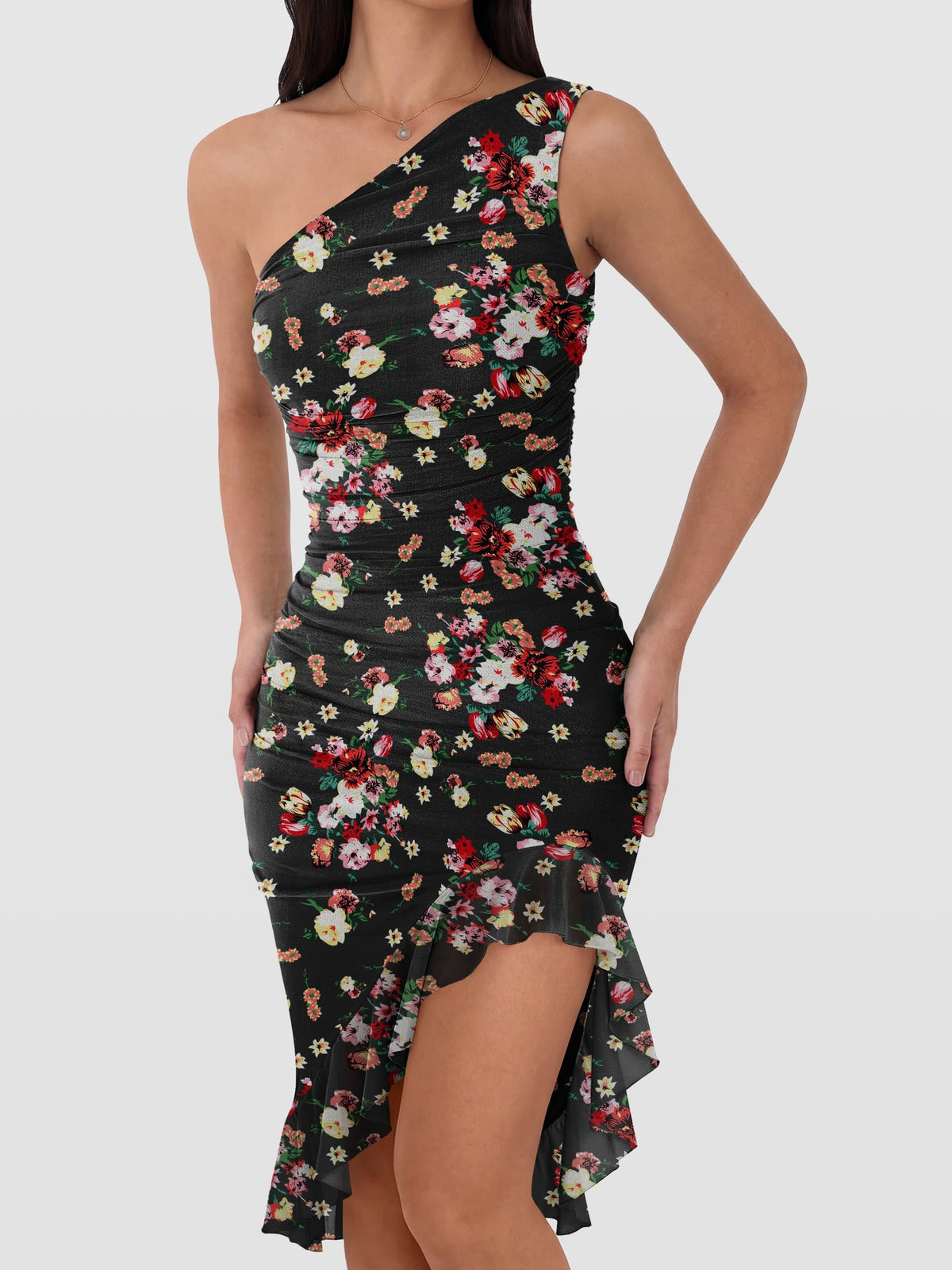 Caracilia Womens One Shoulder Dress