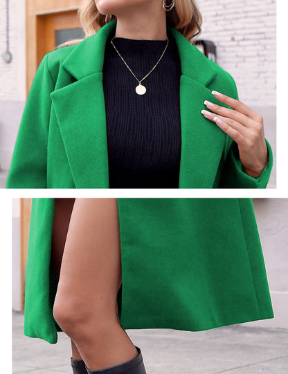 Women's Wool Coat Notch Lapel Double-Breasted Peacoat