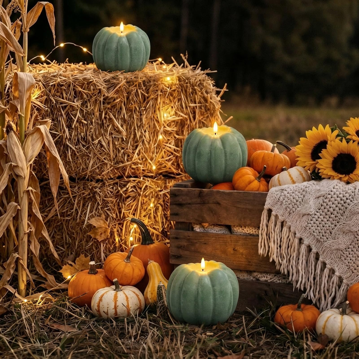 Fall Decor, Fall Decorations for Home - Flameless Pumpkin Candle with Timer Remote - Room Bedroom Table Farmhouse Decor for Halloween, Thanksgiving, Orange+white