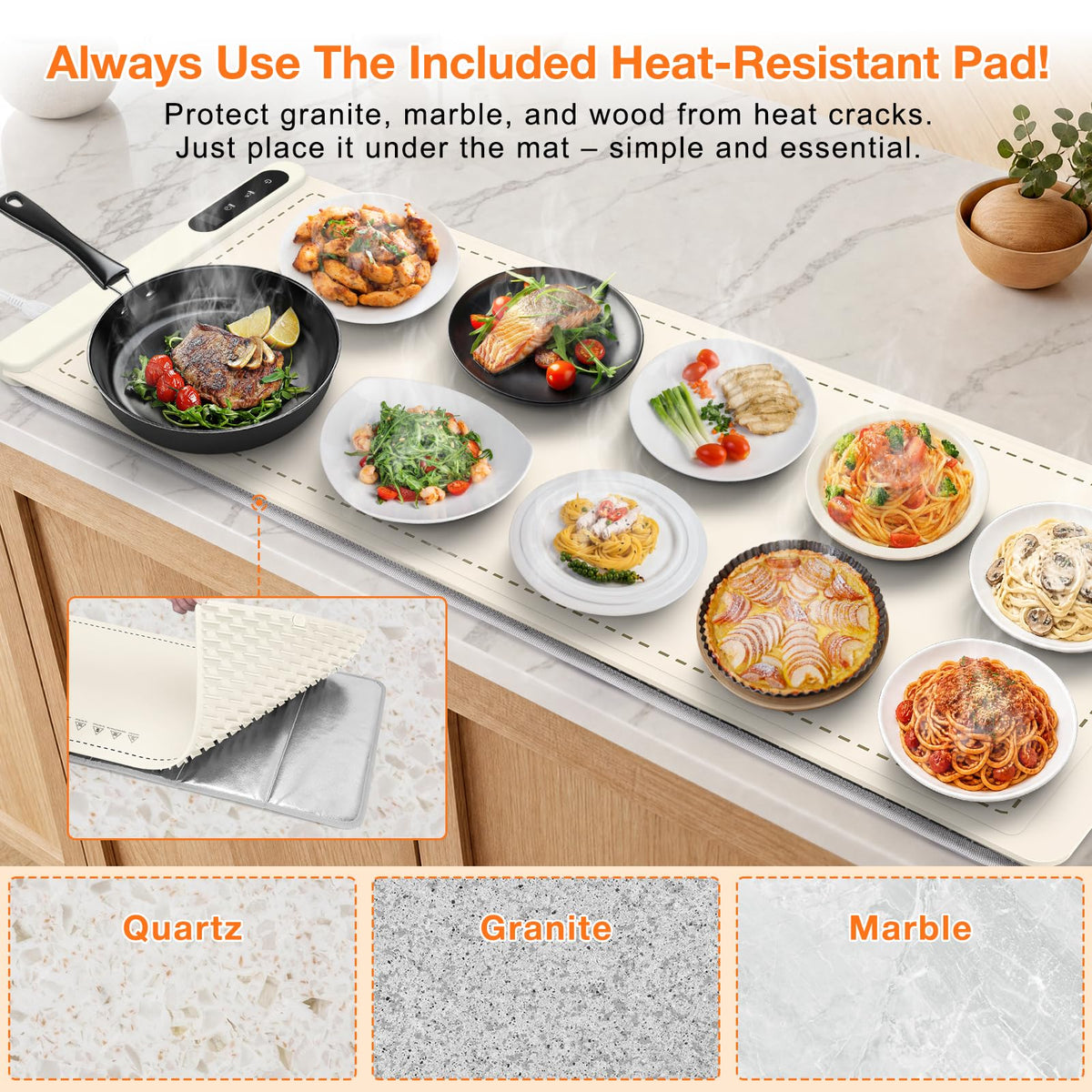 FYY Warming Mat for Food 24"x15", Rapid and Full Surface Heating