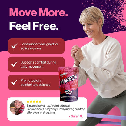 Primal Queen Marrow – Bone Marrow Joint Support for Women | 46x Bioavailable Curcuwin Turmeric, Hyaluronic Acid, Boswellia | Joint Flex Support, 46x More Absorption