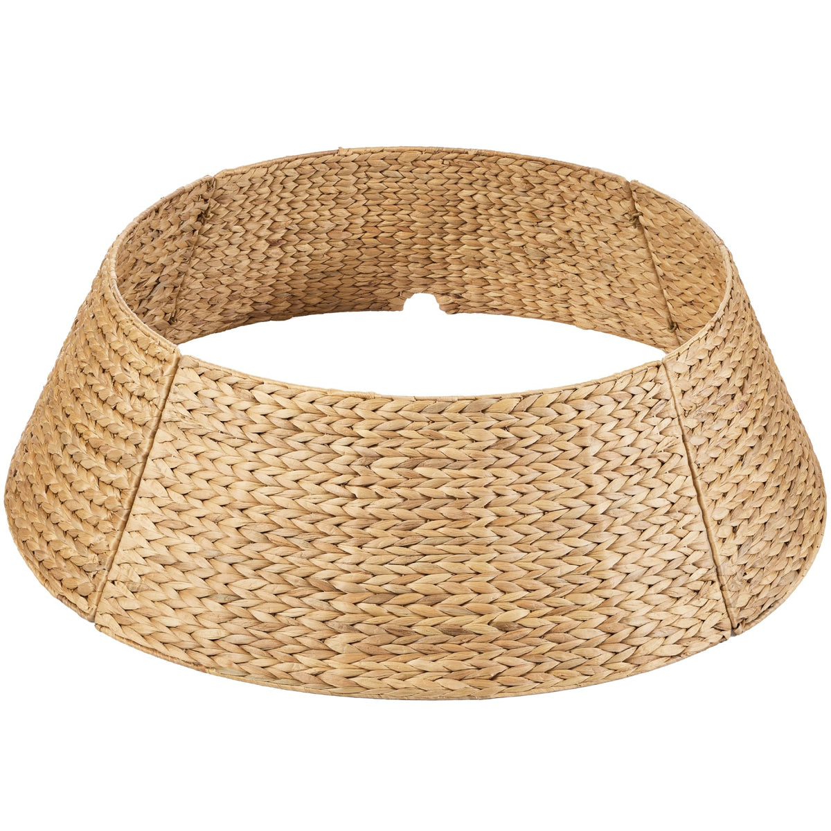 Best Choice Products 42in Christmas Tree Collar, Woven Hyacinth 4-Piece Holiday Rattan Tree Skirt Accessory for Home W/Cord Cut-Out - Chestnut