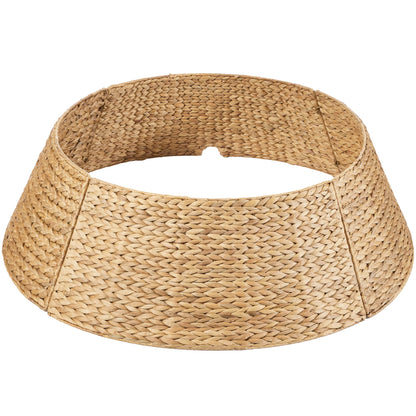 Best Choice Products 42in Christmas Tree Collar, Woven Hyacinth 4-Piece Holiday Rattan Tree Skirt Accessory for Home W/Cord Cut-Out - Chestnut