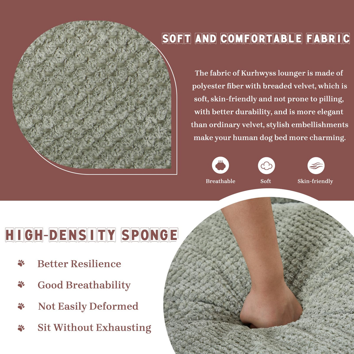 Upholstered Convertible Lounge Chair with 2 Soft Pillows