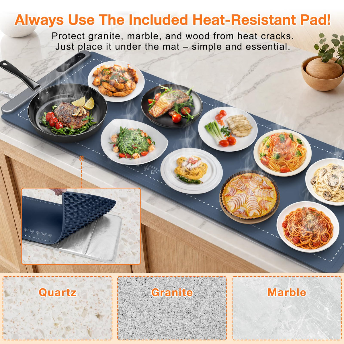 FYY Warming Mat for Food 24"x15", Rapid and Full Surface Heating