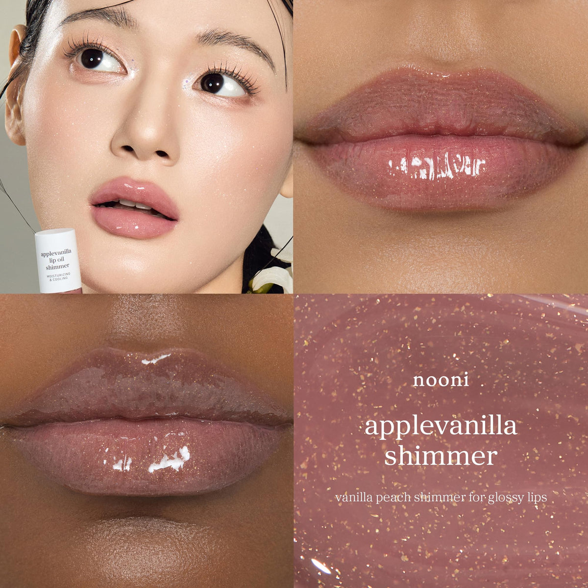 NOONI Korean Lip Oil - Applepeony - pH Color-Changing Plumping Lip Gloss