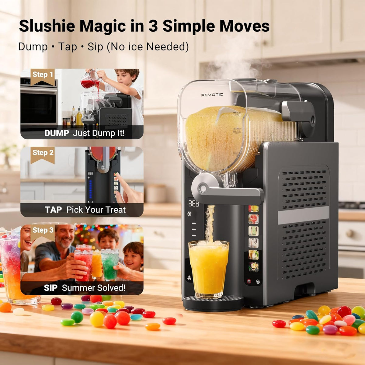 Slushie Machine for Home, 88 oz Slushy Machine, No Ice Needed Frozen Drink Maker