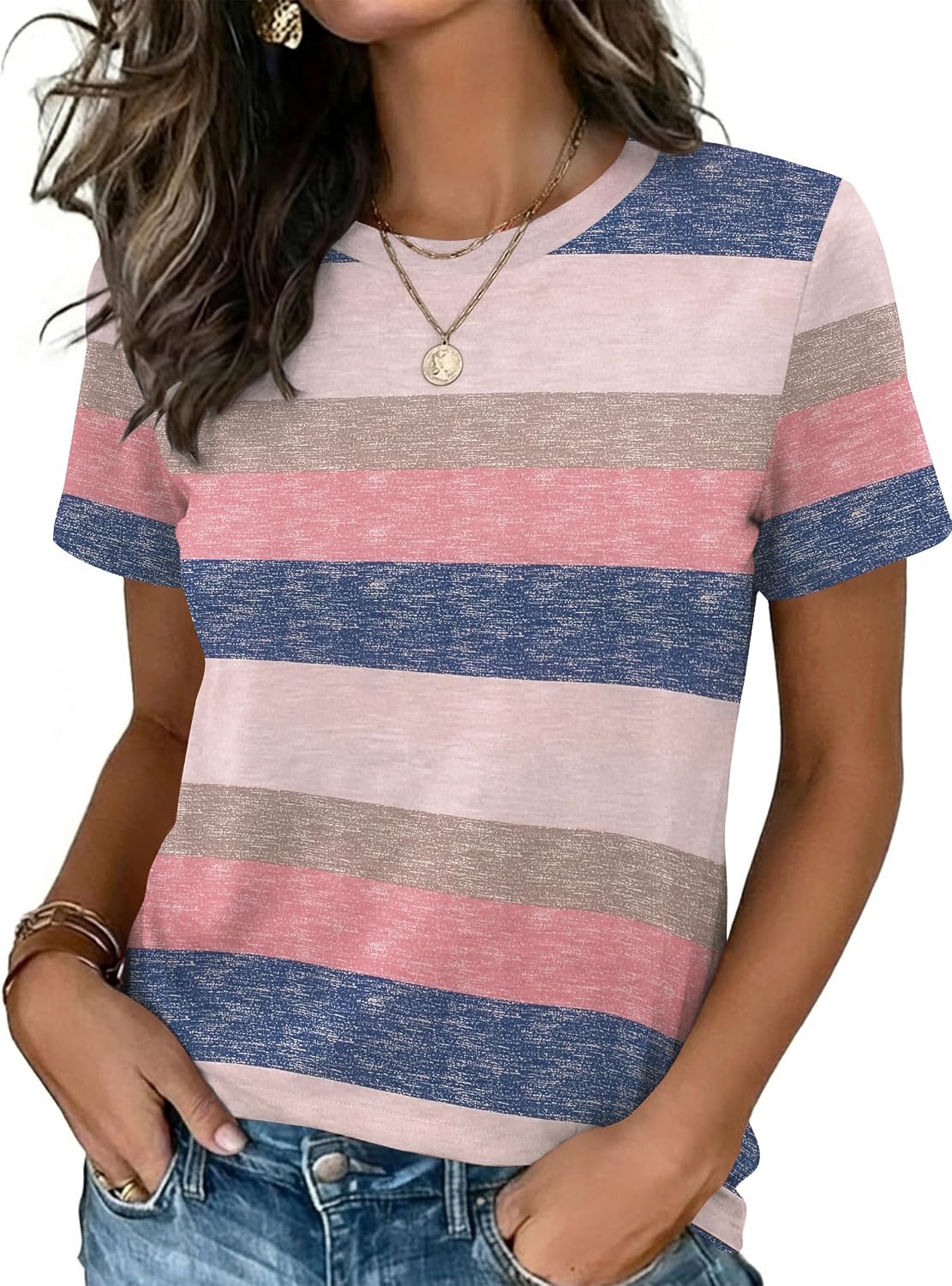 Zeagoo Womens Tshirt Short Sleeve Summer Tops Crewneck Casual Basic Tee Shirts Spring Clothes Trendy Outfit