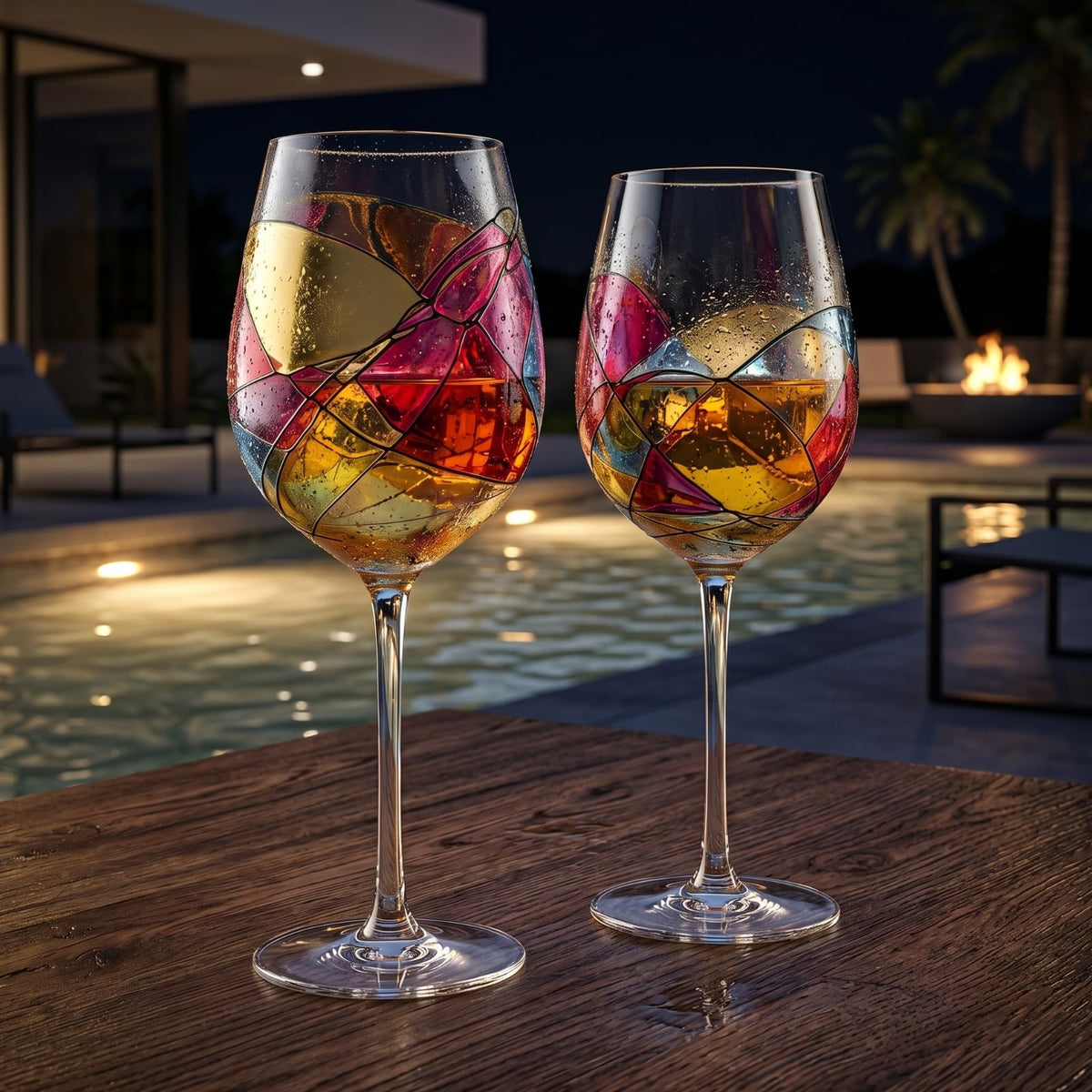 Artisanal Hand Painted Stemless Wine Glasses