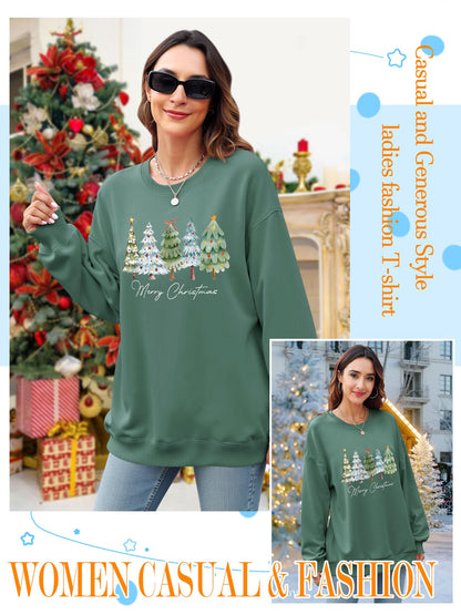 Christmas Shirts For Women Merry Christmas Graphic Crewneck Sweatshirt Tops