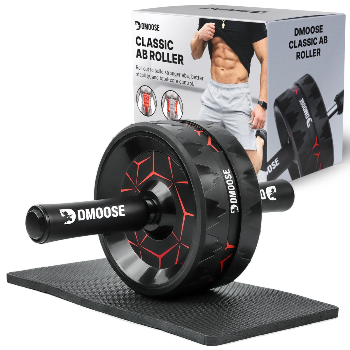 Dmoose Fitness Ab Roller Wheel with Elbow Support & 2 Knee Pads