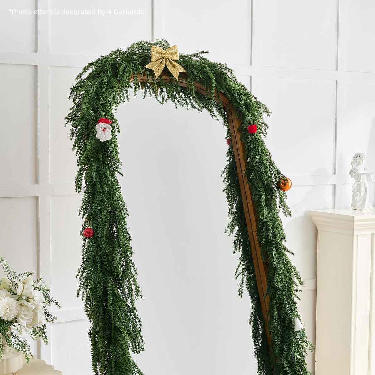 CLEANGOR 2Pcs 9FT Norfolk Pine Garlands for Christmas Decorations Indoor