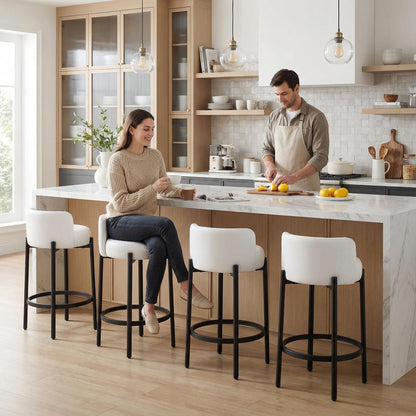 Lukealon Mid Century Linen Counter Stools Set of 4