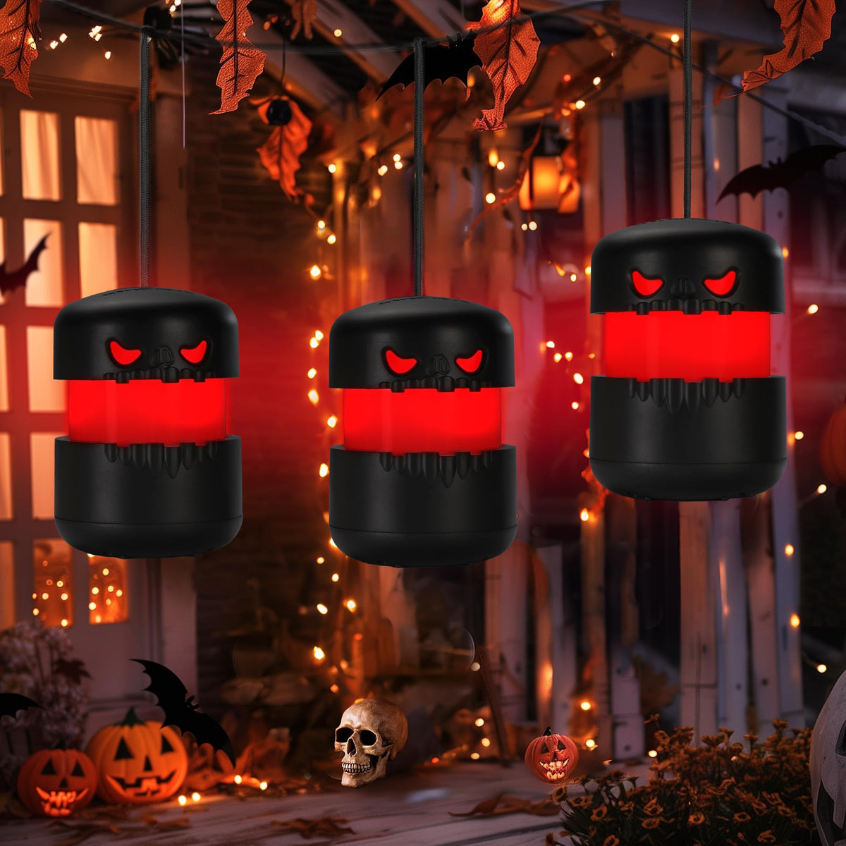 Everbrite 6-Pack Halloween Pumpkin Lantern, Collapsible Jack O Lantern Pumpkins with Lanyard, Halloween Party Favors, Light Up Pumpkin Outdoor for Halloween Party Decoration, Battery Included