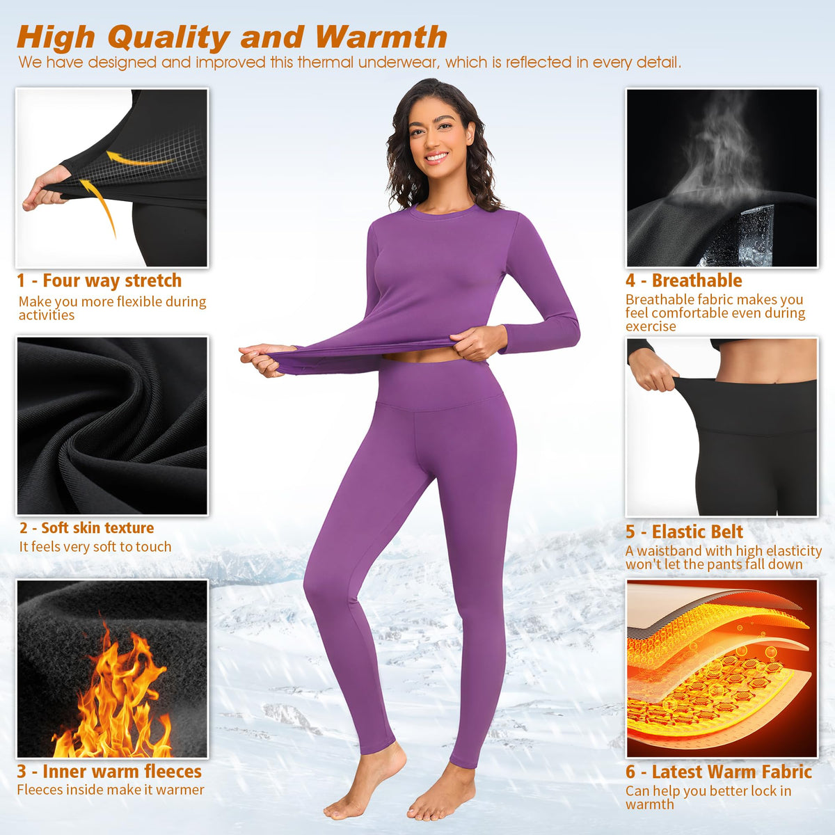 Thermal Underwear for Women Thermal Set Fleece Lined Leggings Long Johns