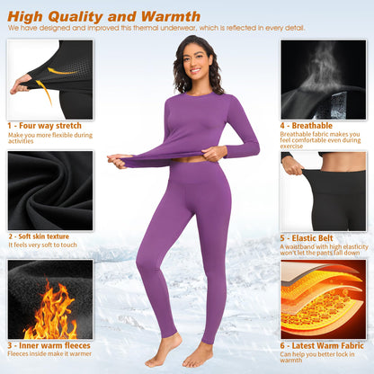 Thermal Underwear for Women Thermal Set Fleece Lined Leggings Long Johns