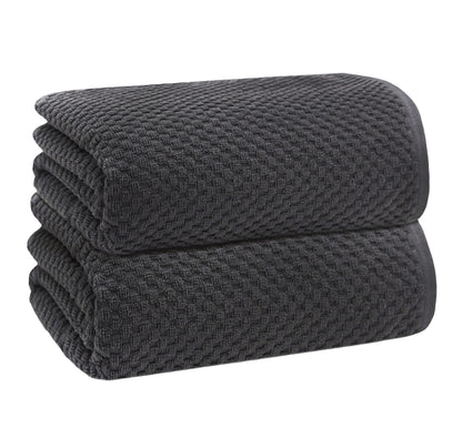 Cotton Craft- Euro Spa Set of 4 Luxury Waffle Weave Bath Towels, Oversized Pure Ringspun Cotton, 30 Inch X 56 Inch, White