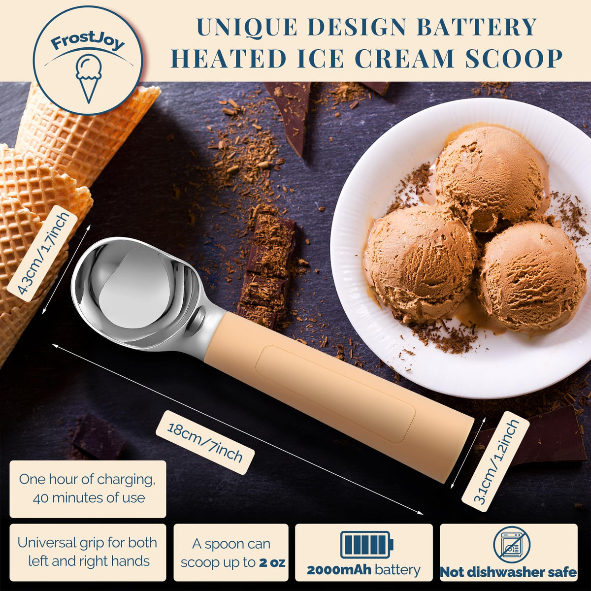 Heated Ice Cream Scoop Rechargeable