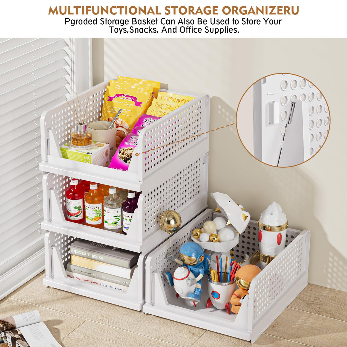 Snslxh 5 Pack Stackable Closet Storage Basket