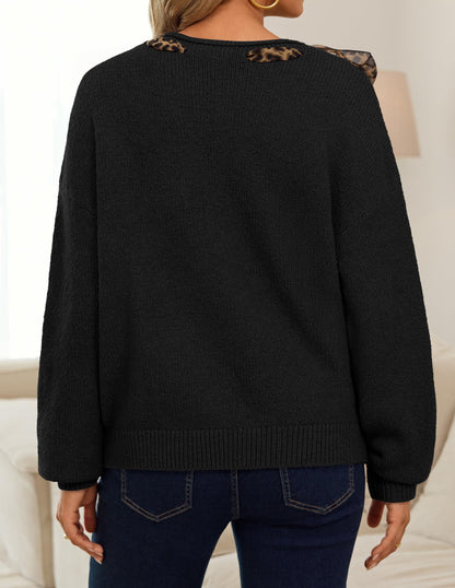ZESICA Women's Fall Winter Cute Bow Tie Oversized Sweaters