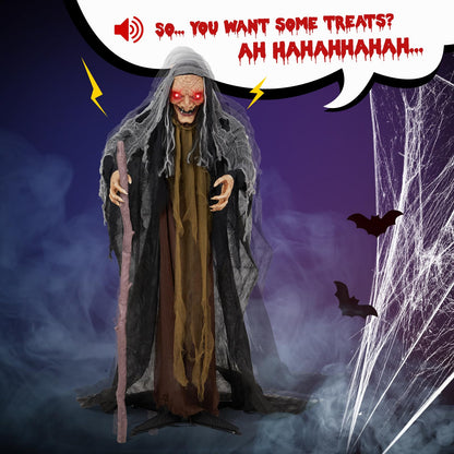 Aw 9Ft Animatronics Flying Witch Hovering Broom Animated Ac 100V-240V Halloween Outdoor Decoration Motion Activated