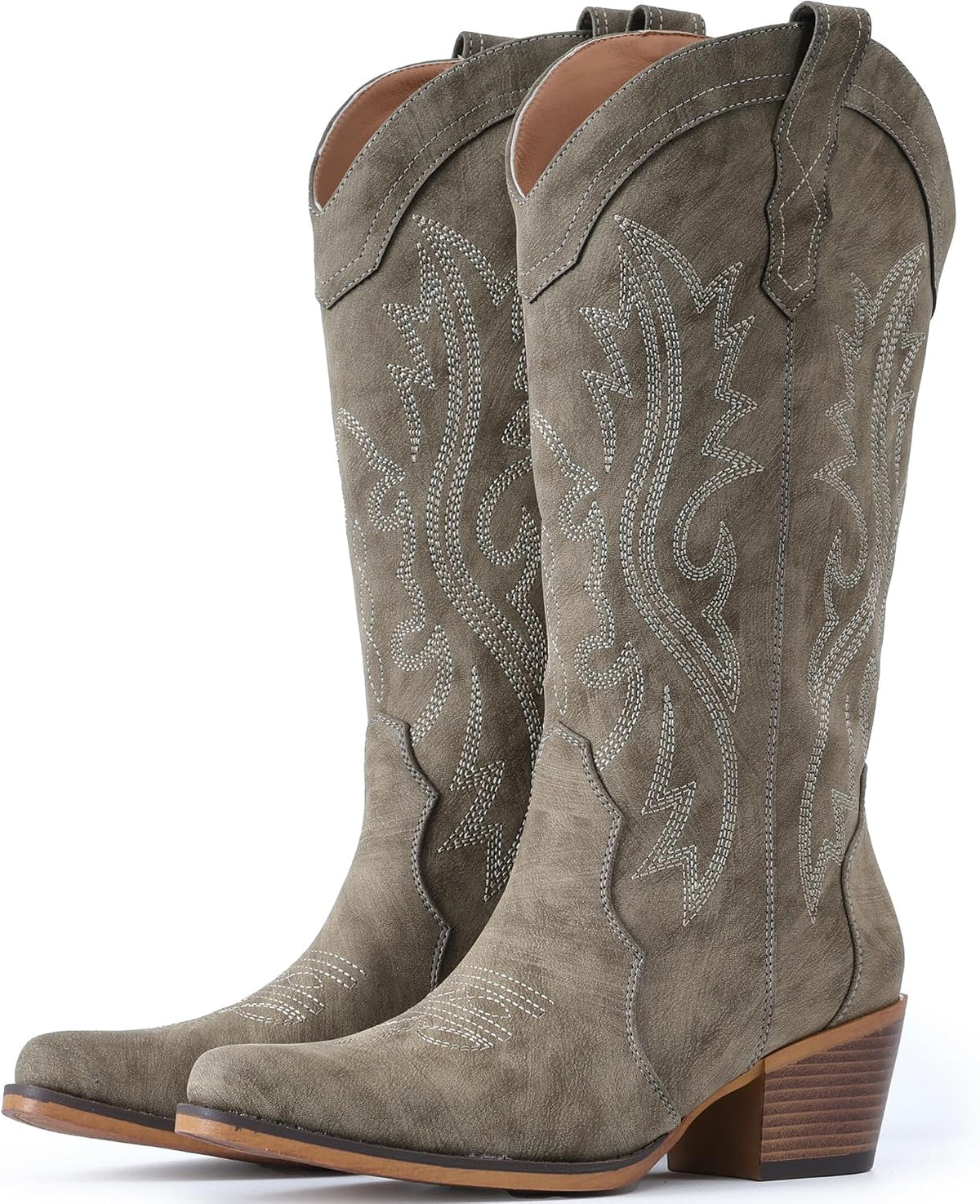 BEST SELLER - IUV Cowboy Boots For Women Western Cowgirl Boots Mid Calf Snip Toe
