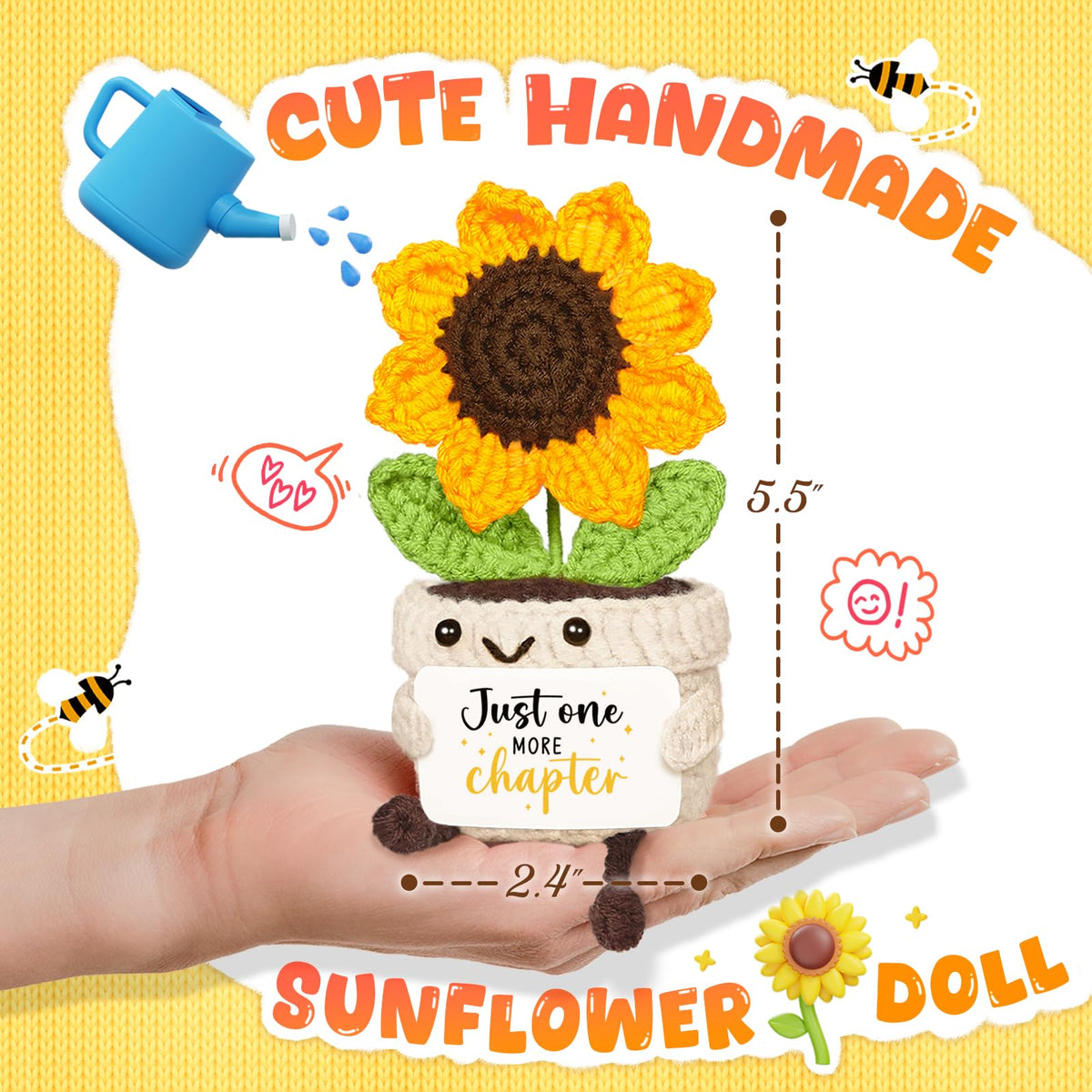 Handmade Positive Sunflower Crochet Decor