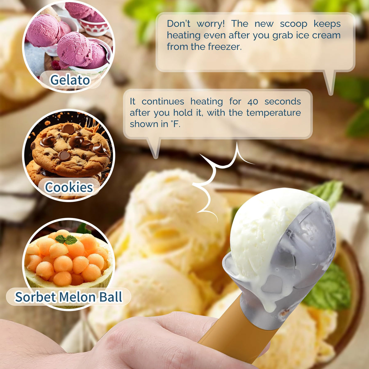 Heated Ice Cream Scoop Rechargeable