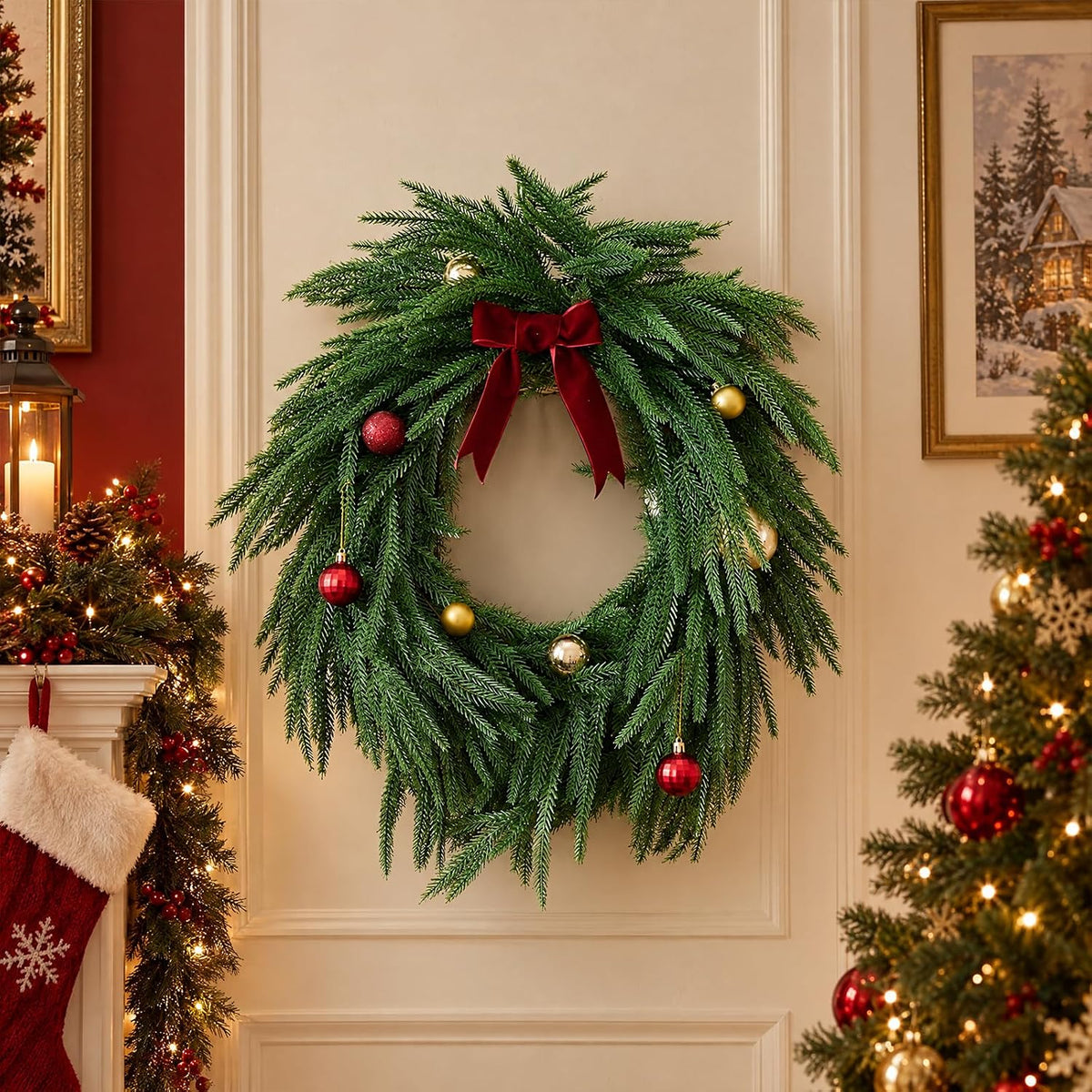 CLEANGOR 2Pcs 9FT Norfolk Pine Garlands for Christmas Decorations Indoor