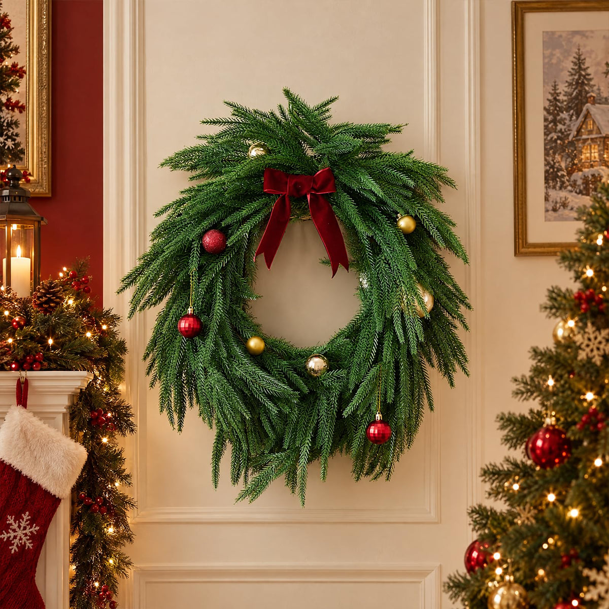 CLEANGOR 2Pcs 9FT Norfolk Pine Garlands for Christmas Decorations Indoor