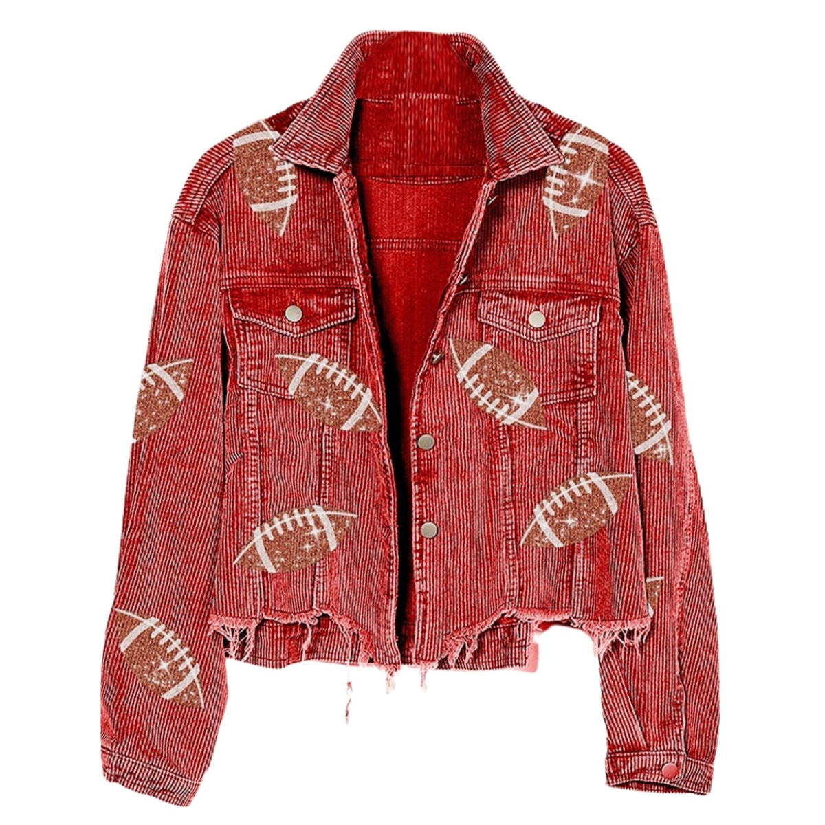 Xunger Women’s Football Corduroy Sequin Jacket
