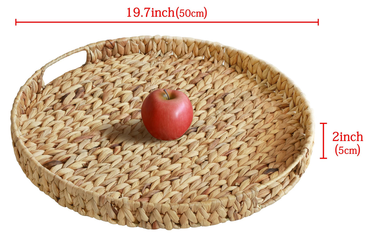 Gurfuy Extra Large Round Ottoman Table Tray with Handles
