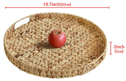 Gurfuy Extra Large Round Ottoman Table Tray with Handles