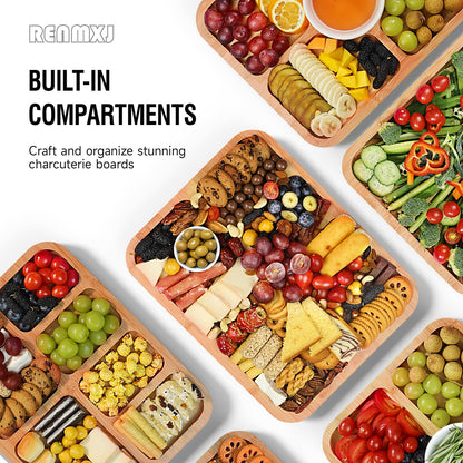 Renmxj Portable Charcuterie Boards with Lid, Cheese, Veggie & Snack Tray