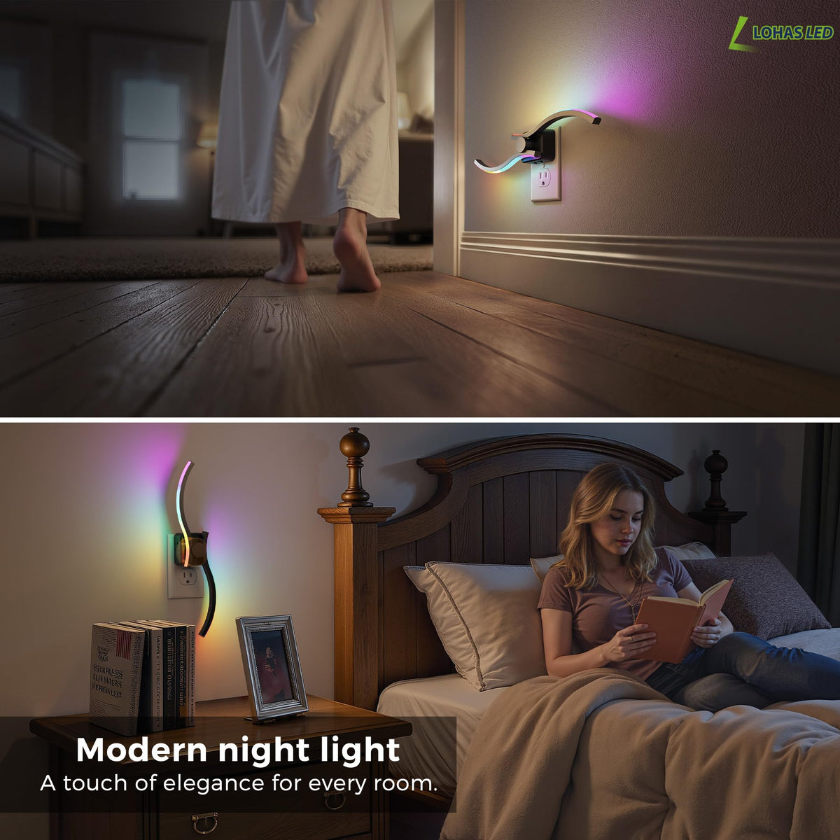 L LOHAS LED Night Light, Modern Night Lights Plug into Wall | 2 Pack