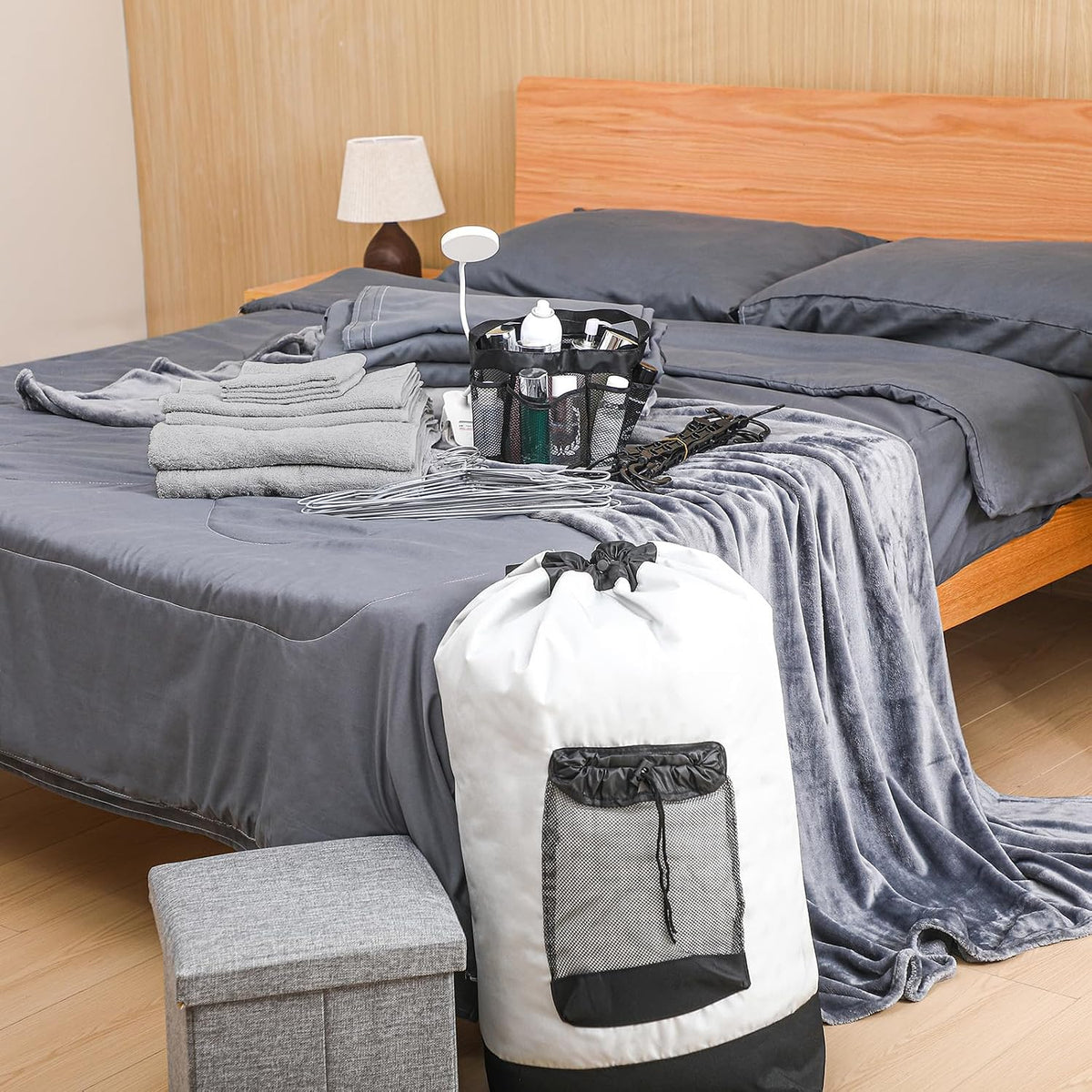 42 Pcs College Dorm Essentials Set Twin XL Bedding Bundle Bedding Bathroom and Storage Supplies