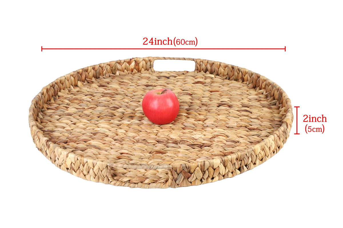Gurfuy Extra Large Round Ottoman Table Tray with Handles