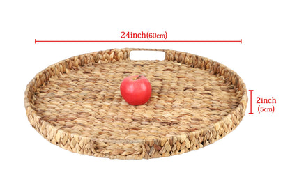 Gurfuy Extra Large Round Ottoman Table Tray with Handles