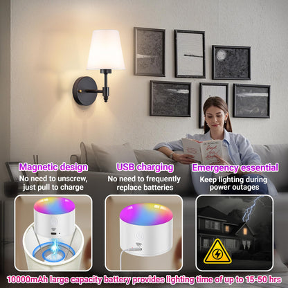 Yhcdlamp Battery Operated Wall Sconce Light with Remote Control, Dimmable Wall Sconce Set of 2