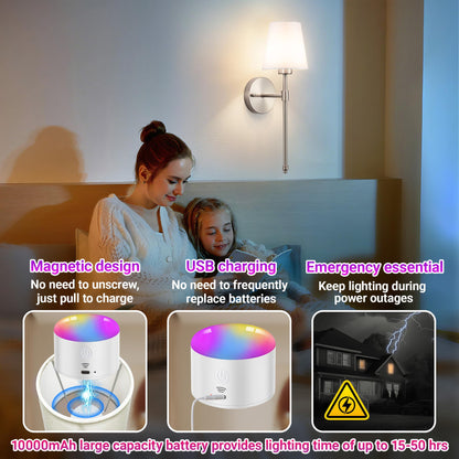 Yhcdlamp Battery Operated Wall Sconce Light with Remote Control, Dimmable Wall Sconce Set of 2