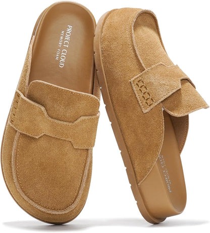 Project Cloud 100% Genuine Leather Slip-On Womens Clogs Mules for Women