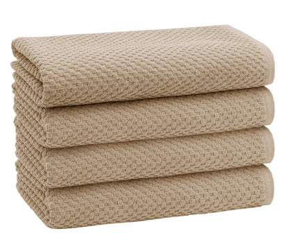 Cotton Craft- Euro Spa Set of 4 Luxury Waffle Weave Bath Towels, Oversized Pure Ringspun Cotton, 30 Inch X 56 Inch, White